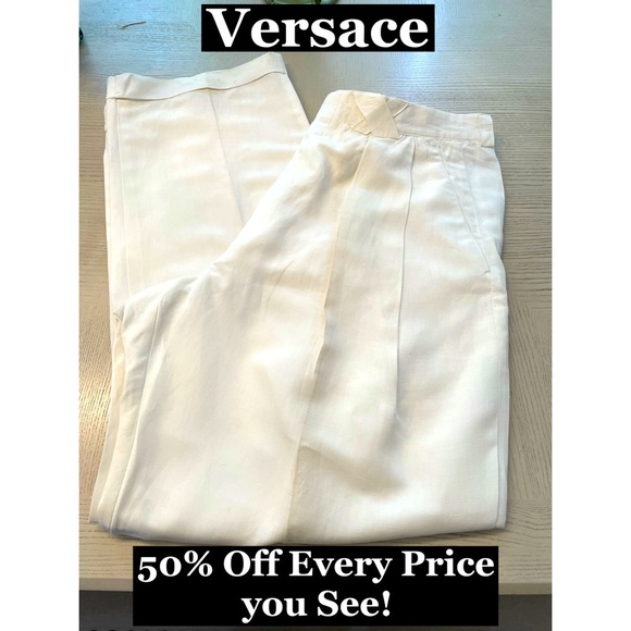 Versace, Gorgeous white pleated Pants. Sz‎ 54- 34 In waist. Perfect! - Picture 1 of 10